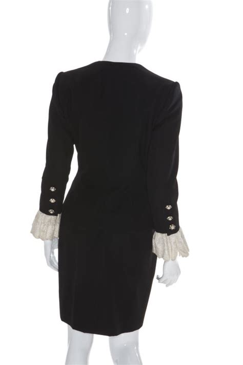 80s Jean Patou By Christian Lacroix Haute Couture Elegant Black Suit At