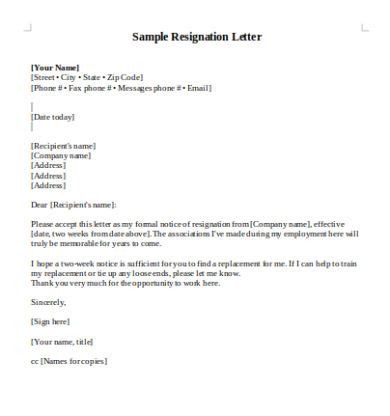 Easy to customize, download, and print. FREE 11+ Immediate Resignation Letters in PDF | MS Word