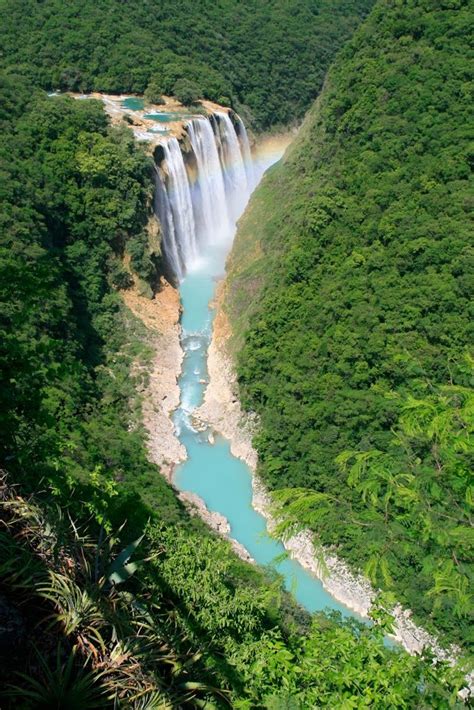 Blue Water Waterfalls Mexico Cascada De Tamul Tamul Cascadas