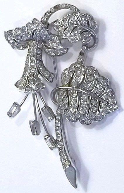 Vintage Early Signed Marcel Boucher Mb 1940s Rhinestone Flower Brooch