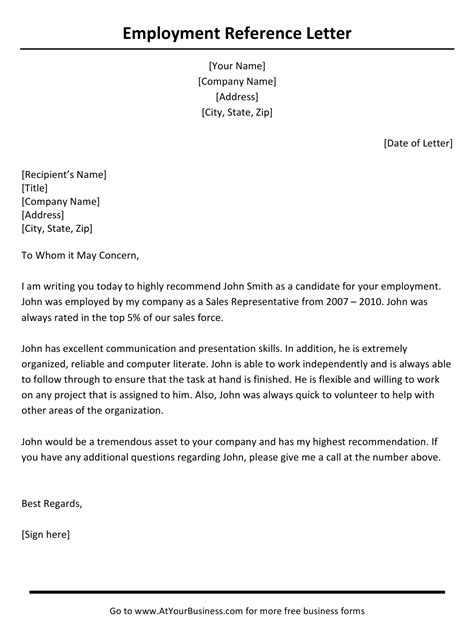 Would anyone please mark my answer? Sample Employment Reference Letter Template Download ...