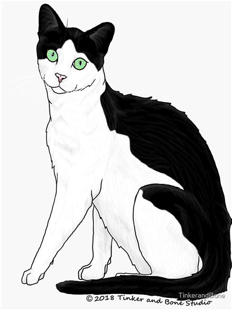 Black And White Cat Sticker By Tinkerandbone Redbubble
