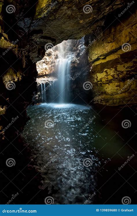 Waterfall In The Smoo Cave Near Durness In Scotland Stock Photo Image