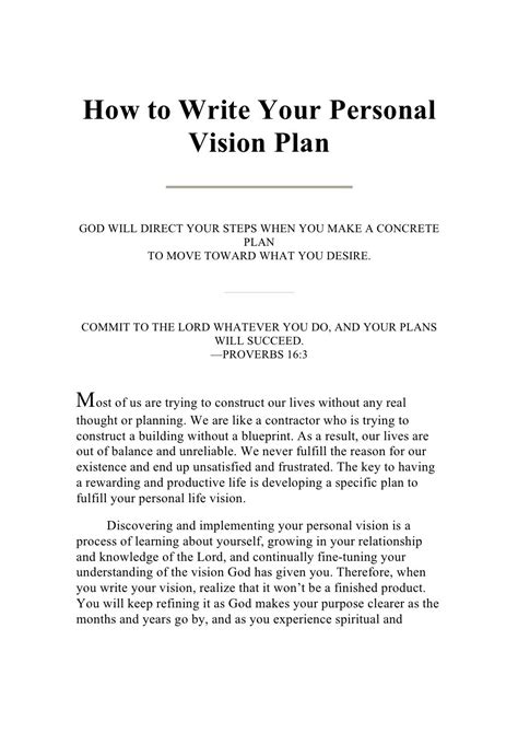 Writing A Personal Vision Statement Examples Personal Vision And