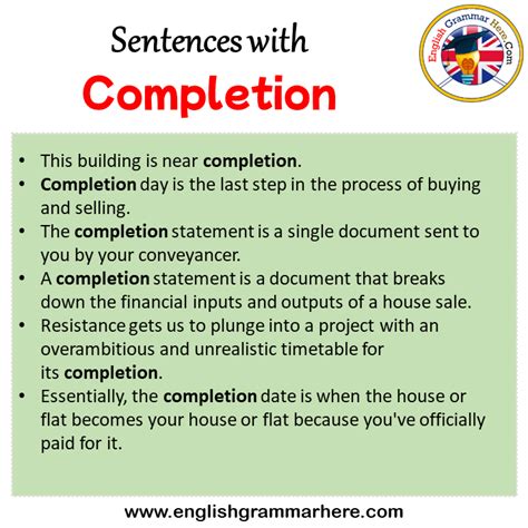 Sentences With Completion Completion In A Sentence In English