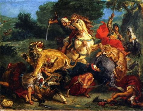Eugène Delacroix paintings Lion Hunt 1855 ArtsViewer com