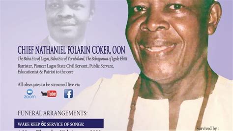 Chief Folarin Coker Live Stream Final Burial Youtube