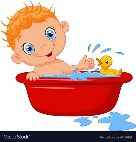 Illustration Of Cartoon Baby In A Bubble Bath Splashing Water Download A Free Preview Or High
