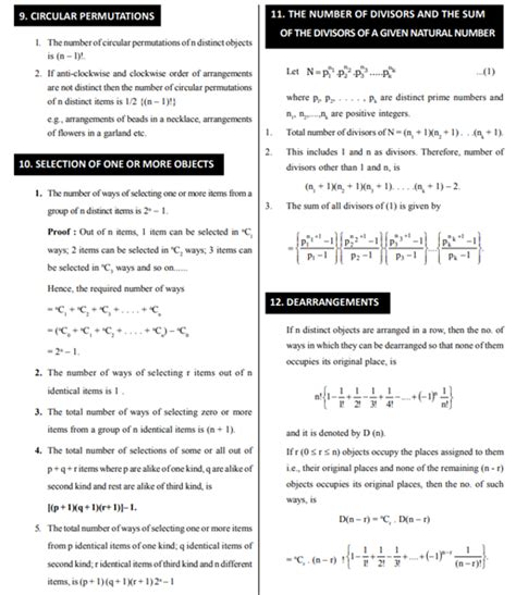 Cbse Class 11 Maths Revision Notes Chapter 7 Permutations And Combinations