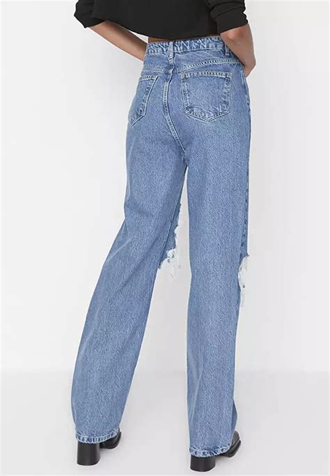 Buy Trendyol Ripped High Waist Jeans 2024 Online Zalora Philippines