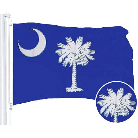 G128 South Carolina Flag 3x5 Ft Embroidered 210d Polyester Brass