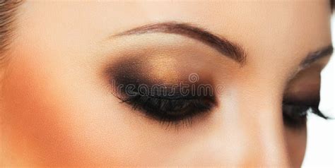 Closeup Of Beautiful Eye With Makeup Stock Image Image Of Feminine