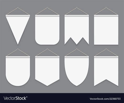 White Pennant Hanging Empty Fabric Flags Vector Image