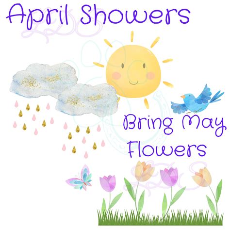 April Showers Bring May Flowers Png Spring Birds Flowers Etsy