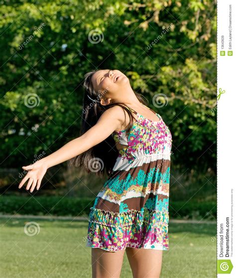 Teenage Girl Expressing Joy In The Sunshine Stock Image Image Of Young Girl 13643639