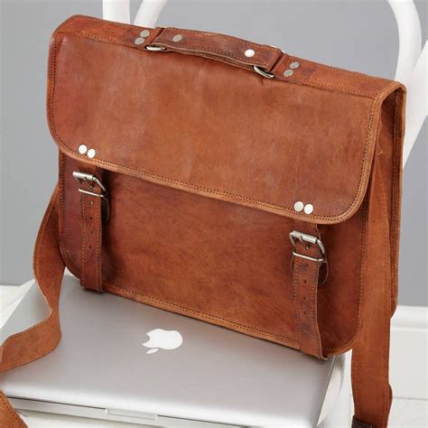 Vintage Style Leather Laptop Bag By Vida Vida Leather Laptop Bag