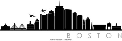 Boston City Skyline Outline Silhouette Vector Stock Vector Royalty
