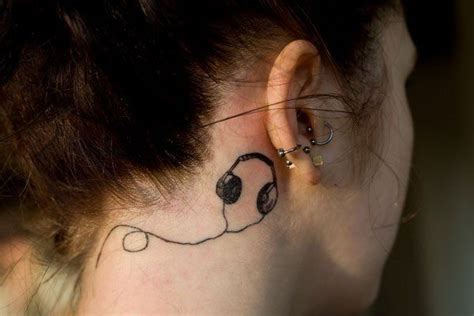 55 Incredible Ear Tattoos Cuded Headphones Tattoo Music Tattoos
