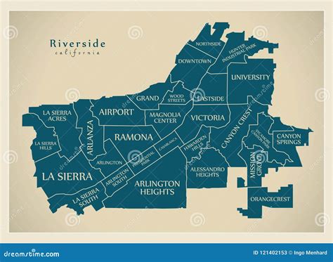 Modern City Map Riverside California City Of The Usa With