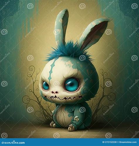 Whimsical Nightmare Bunny Scary Cute Easter Halloween Characters Generative Ai Stock