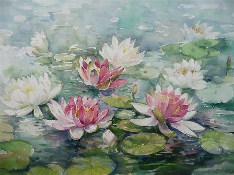 Water Lilies Abstract Flower Painting Water Lilies Painting Lily Painting