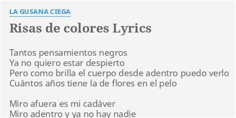 Risas De Colores Lyrics By La Gusana Ciega Tantos Pensamientos