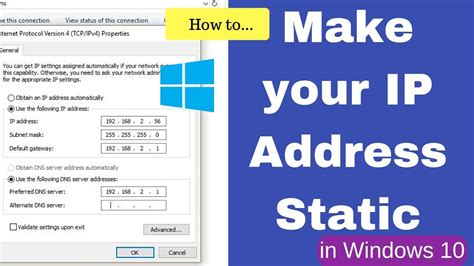 How To Make A Static Ip Address In Windows 10 Youtube