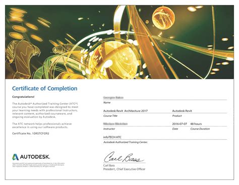 Autodesk Certificate Of Completion Infotech