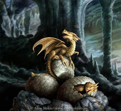 Golden Dragon Hatchlings Fairy Dragon Dragon Egg Fantasy Dragon Blue