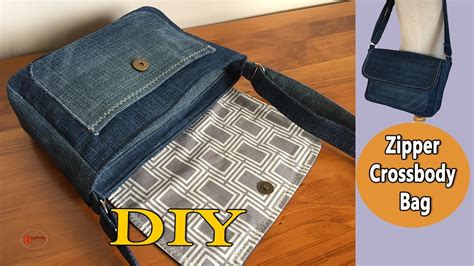 Zipper Crossbody Bag Tutorial Jeans Crossbody Bag Diy Bags Sewing