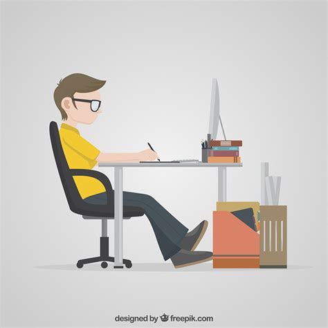 Free Vector Designer Working On His Computer