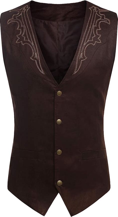 Buy Coofandy Men S Suede Leather Suit Vest Casual Western Vest Jacket