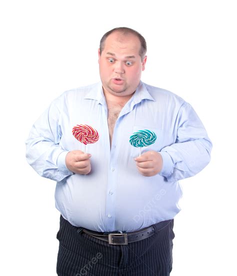 Obese Man Wearing A Blue Shirt Holding Eat Men Overweight Png
