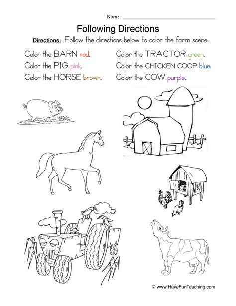 Following Directions Coloring Worksheet Have Fun Teaching