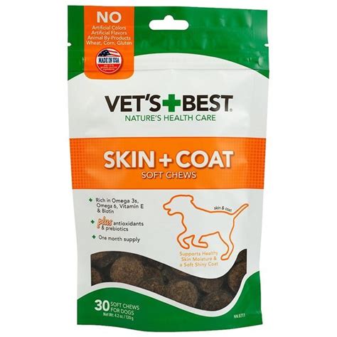 Vets Best Skin Coat Soft Chews Dog Supplement 30 Count
