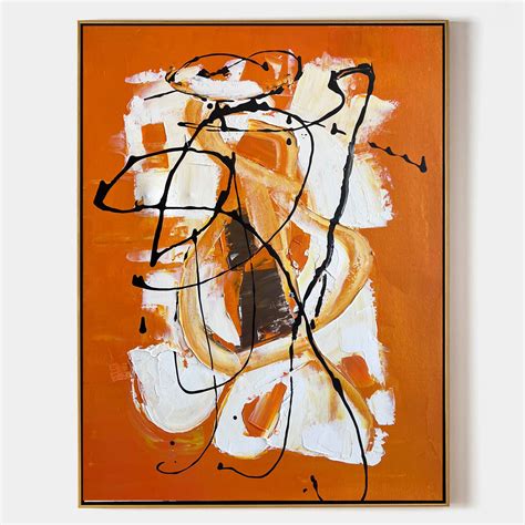 Orange Abstract Painting Oversized Abstract Canvas Art Abstract