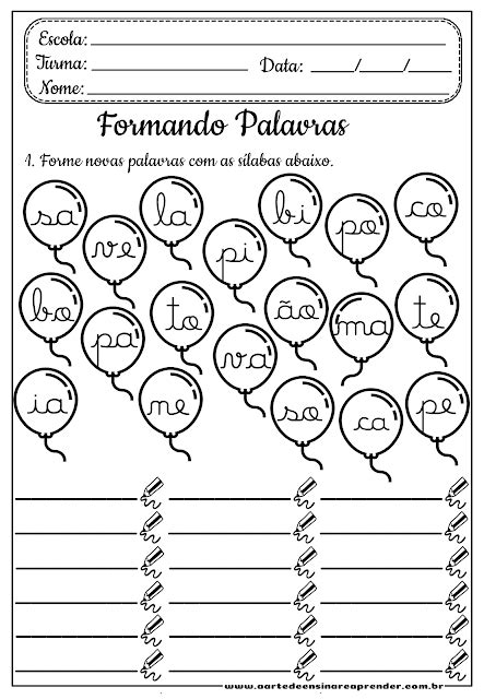 Atividade Pronta Formação De Palavras A Arte De Ensinar E Aprender