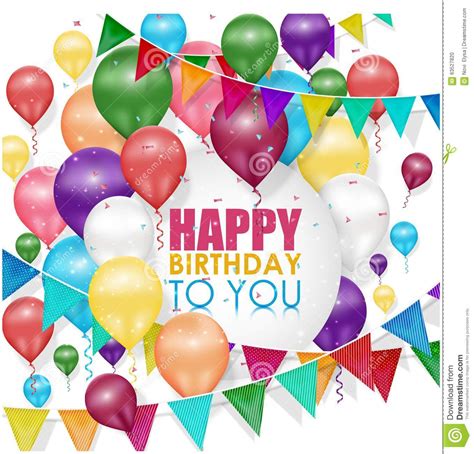 Colorful Balloons Happy Birthday On White Background Stock Vector