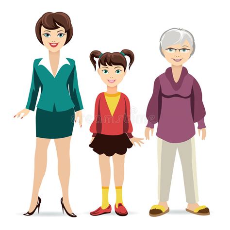 Three Ages Of Women Daughter Mother And Stock Vector Illustration