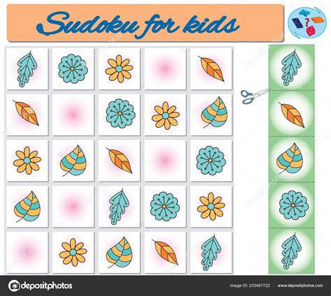 Sudoku For Kids With Colorful Geometric Figures Game For Presch Stock