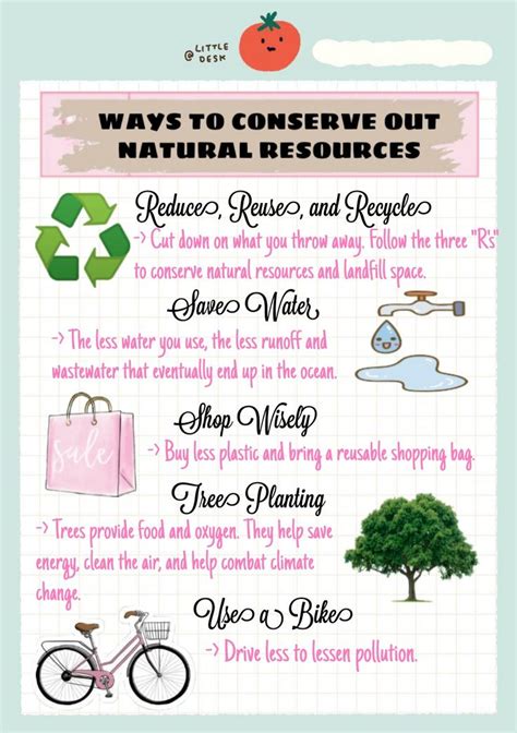 An Info Sheet With The Words Ways To Conserve Out Natural Resources On It