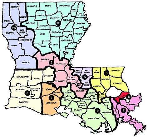 Regions Map Louisiana Parishes
