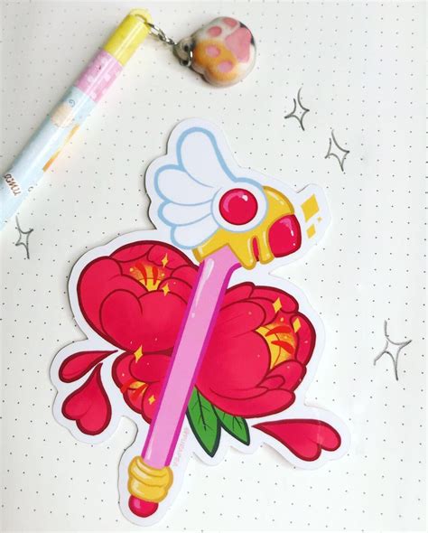 Card Captor Sakura Magical Girl Wand Sticker Etsy
