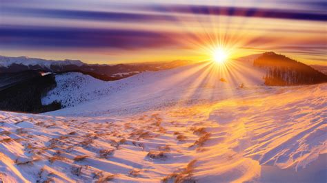 Nature Landscapes Mountains Snow Winter Sky Clouds Hdr Sunset