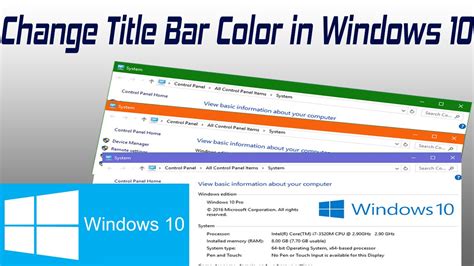 How To Change Window Title Bars Color In Windows 10 Youtube