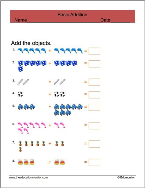 Free Math Worksheets First Grade Printable Edumonitor