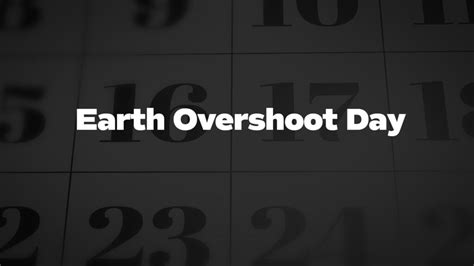 Earth Overshoot Day List Of National Days