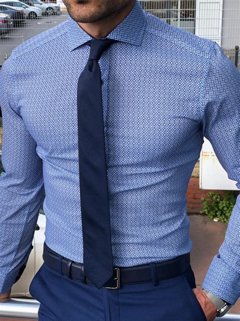buy blue slim fit dress shirt by with free shipping
