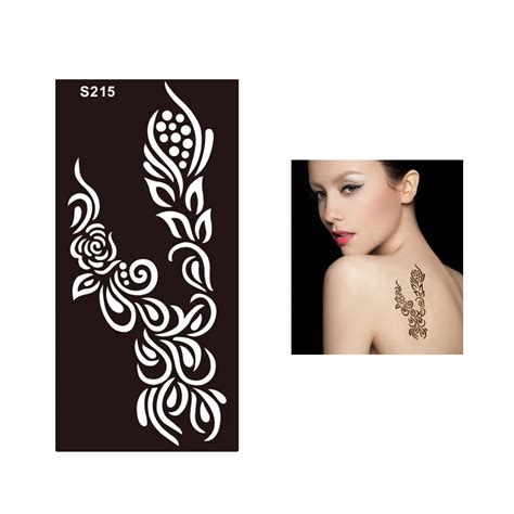 1pc new black henna mehndi stencil tattoo sexy women body art ear of rice flower waterproof