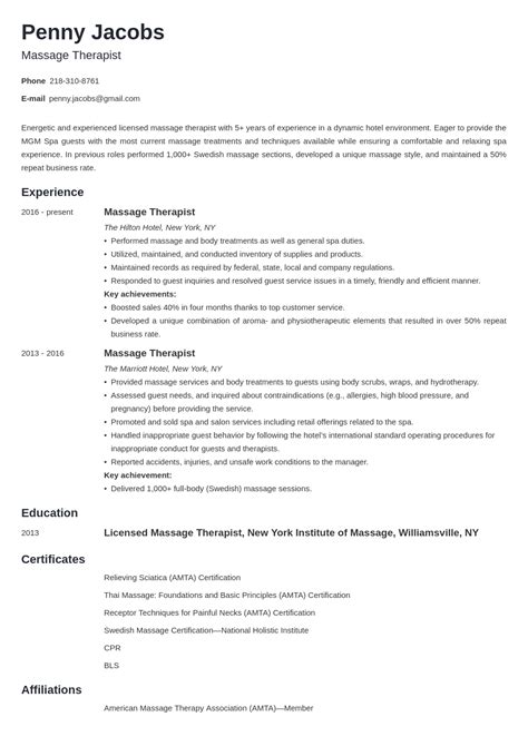 Massage Therapist Resume Example Template Minimo Resume Examples Job Resume Examples Resume